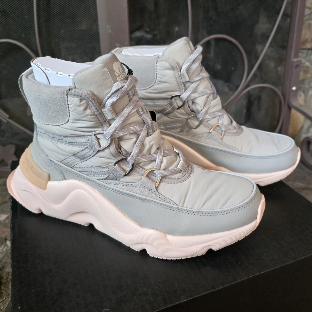 SOREL RNEGD Lace Storm Sneaker Bootie In Dove/Peach FITS SIZE 9 - Picture 4 of 15